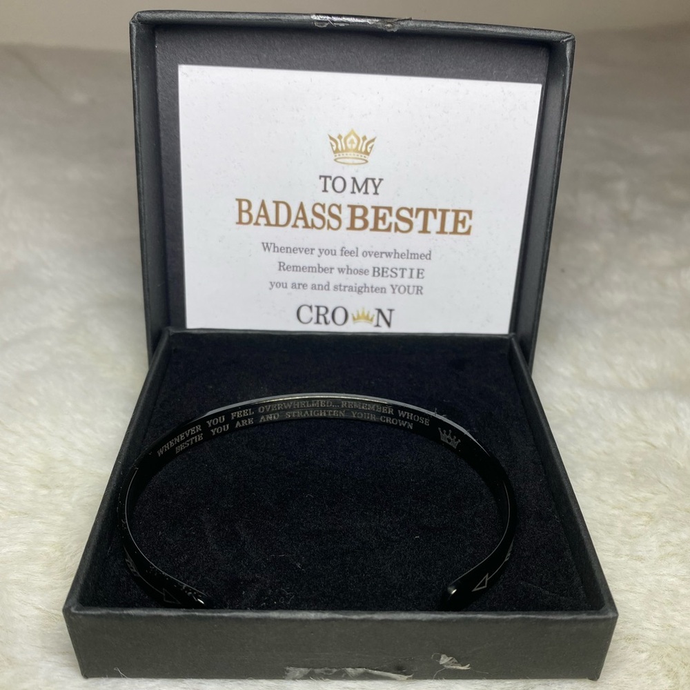 Bada** Bestie Bracelet Engraved Black with Box EUC
